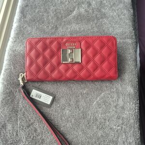 NWT GUESS Red Quilted Clutch Wristlet